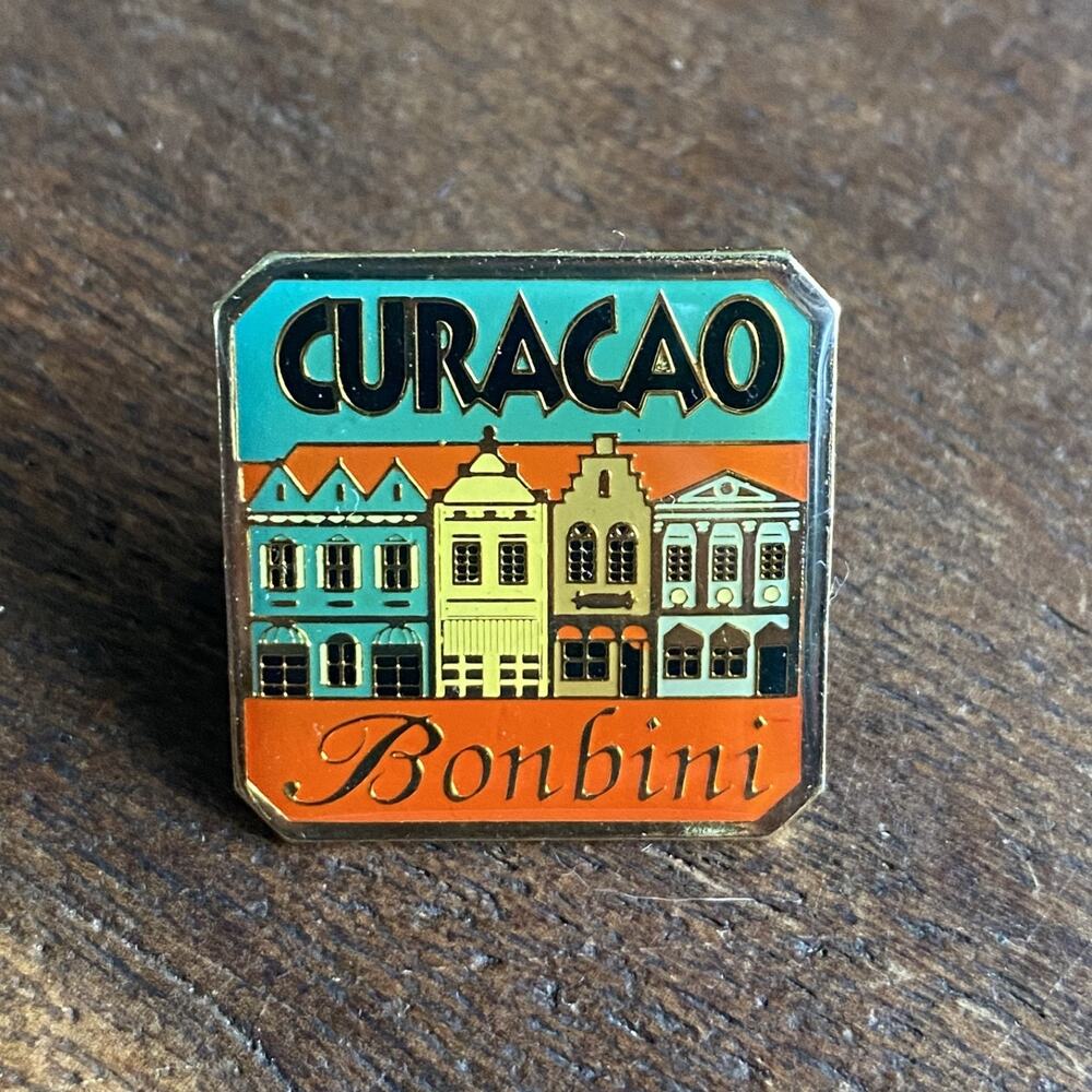 Curacao Bon Bini Resort Travel Gold Tone Enamel Pin Agiftcorp Hat Lapel Vintage